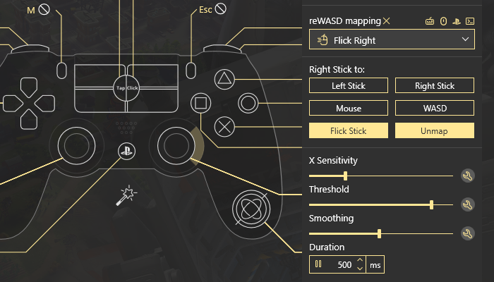 How to set up Flick Stick in reWASD for different games